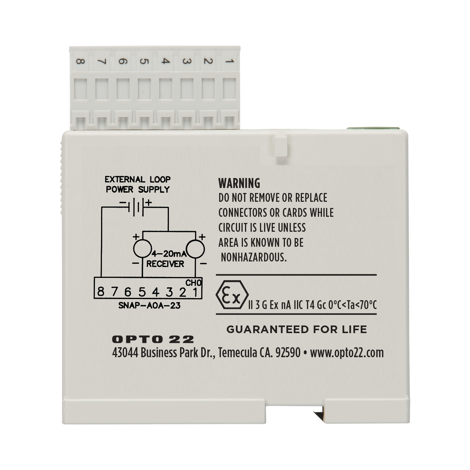 at 150 mA Opto 22 SNAP-AOA-23 SNAP Current Loop Analog Output Module 2-Channel 4-20 mA Input 5 Volts DC Output Range +//-0.15 16 mA Span