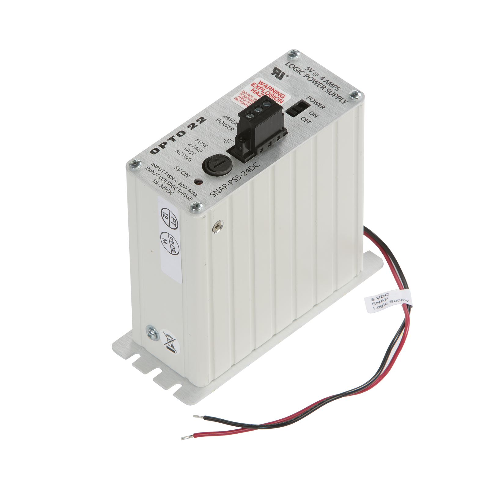 Opto22 - SNAP-PS5-24DC - SNAP Power Supply, 24 VDC input, 5 VDC output